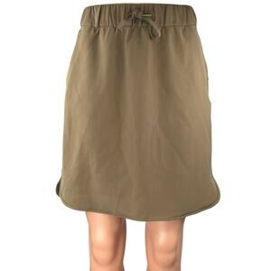 Lululemon On The Fly Olive Green Drawstring Elastic High Waist Mini Skirt Size 4